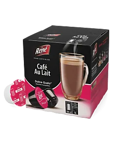 Caf&eacute; Ren&eacute; Caf&eacute; Au Lait package and capsule for Dolce Gusto
