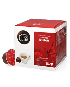 Nescaf&eacute; Espresso Roma package and capsule for Dolce Gusto
