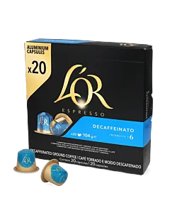 L'OR Decaffeinato XL package and capsule for Nespresso&reg;