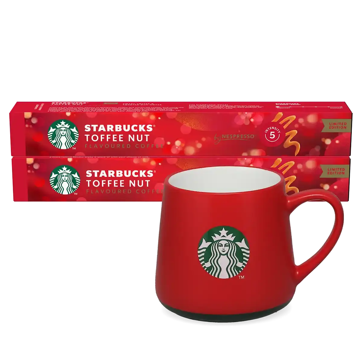 Balíček Toffee Nut + červený hrnek